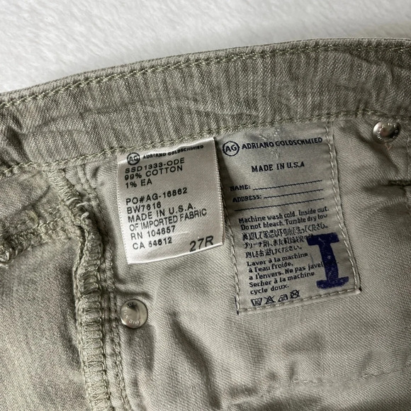 Adriano Goldschmeid AG Sz 27R Stilt Cigarette Roll Up Stripe Khaki Low Rise Crop - Picture 7 of 13